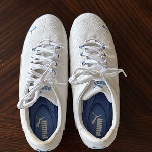 Puma Classic White and Light Blue Sneakers